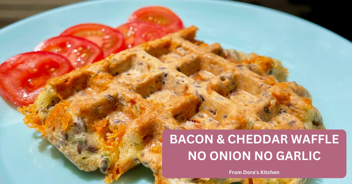 Bacon and Cheddar Waffle - No Onion Recipe - From Dora's Kitchen