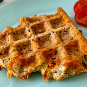 Bacon and Cheddar Breakfast or Brunch Waffle - Onion Free Food Blog - No onion No garlic Allium-Free Recipe