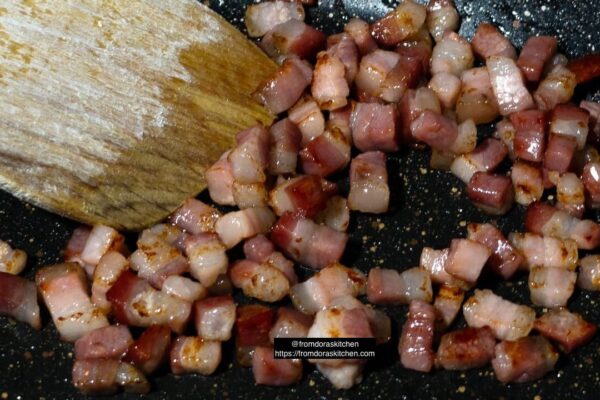 Frying bacon in the pan